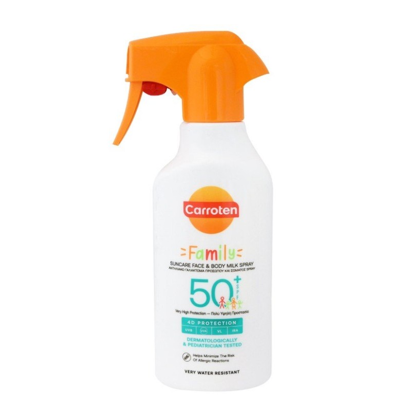 Carroten Family Loțiune de protecție solară pentru față și corp, sub formă de spray, SPF50+ Volum 270 ml