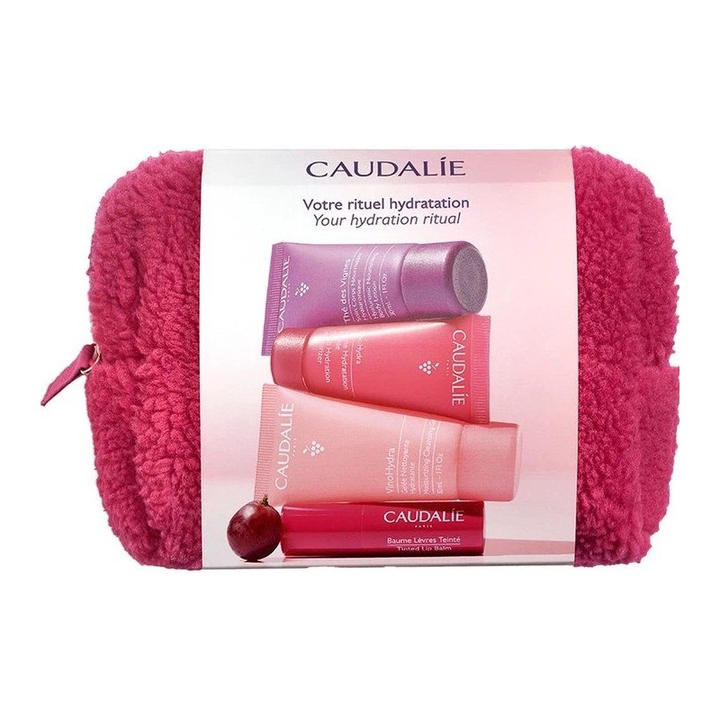 Caudalie Set cosmetic pentru călătorii pe timp de iarnă Volum Balsam de buze + gel de curățare + cremă hidratantă + loțiune de corp
