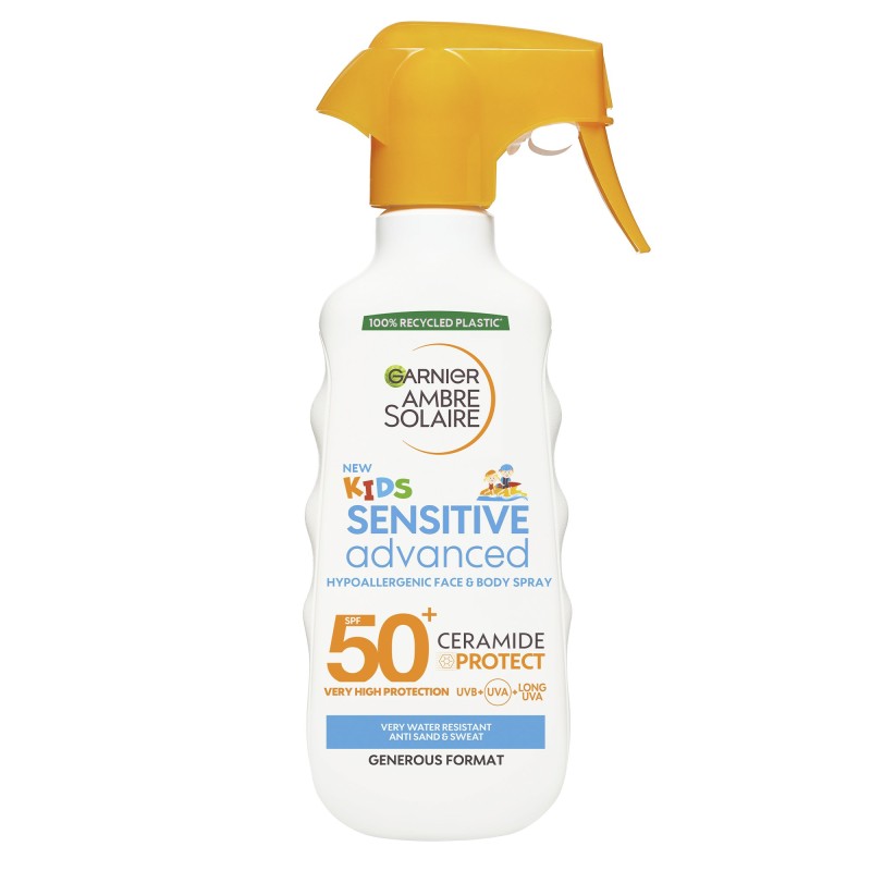 Garnier Ambre Solaire Kids Sensitive Advanced SPF 50+ Spray cu protecție solară pentru copii Volum 270 ml