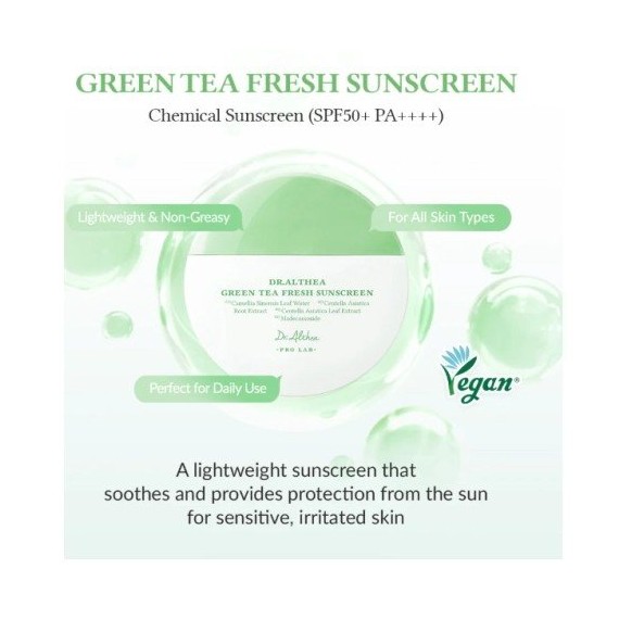 Dr. Althea Green Tea Fresh Sunscreen SPF50+ Cremă facială cu protecție solară