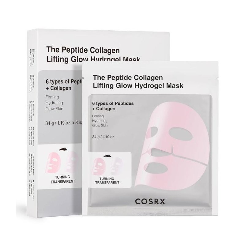 Cosrx Peptide Collagen Glow Hydrogel Mask 3 Pack Mască facială Volum 3 buc.