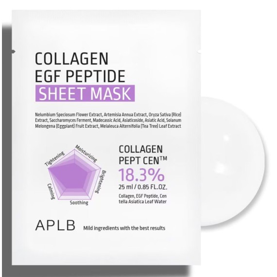 APLB Collagen EGF Peptide Sheet Mask – Mască facială sub formă de foaie cu colagen