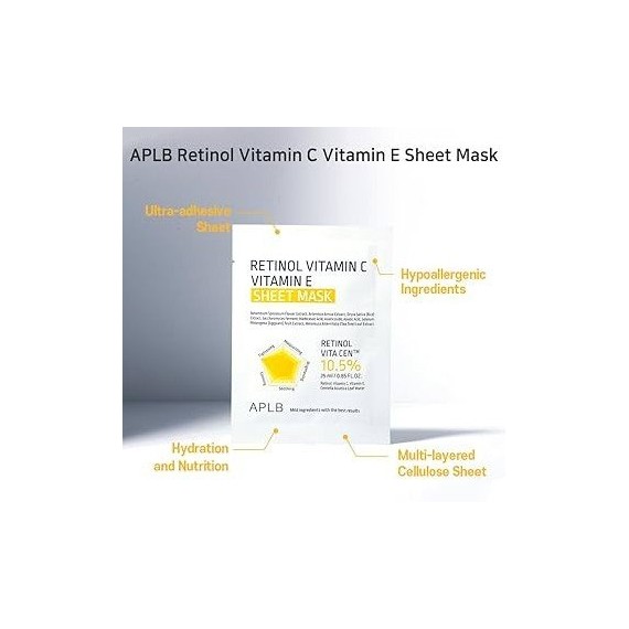 APLB Retinol, vitamina C, vitamina E – mască facială sub formă de foaie