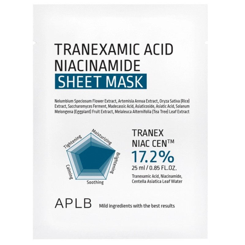 APLB Tranexamic Acid Niacinamide Sheet Mask – Mască facială sub formă de foaie Volum 1 bucata.
