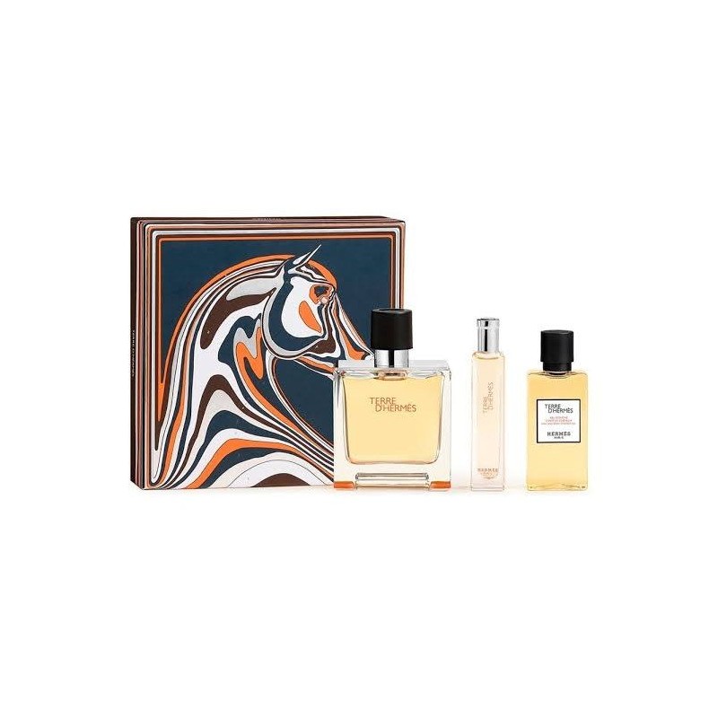 Hermes Terre d`Hermes Parfum Set cadou pentru bărbați Volum Parfum 75 ml + Parfum 15 ml + gel de duș 40 ml