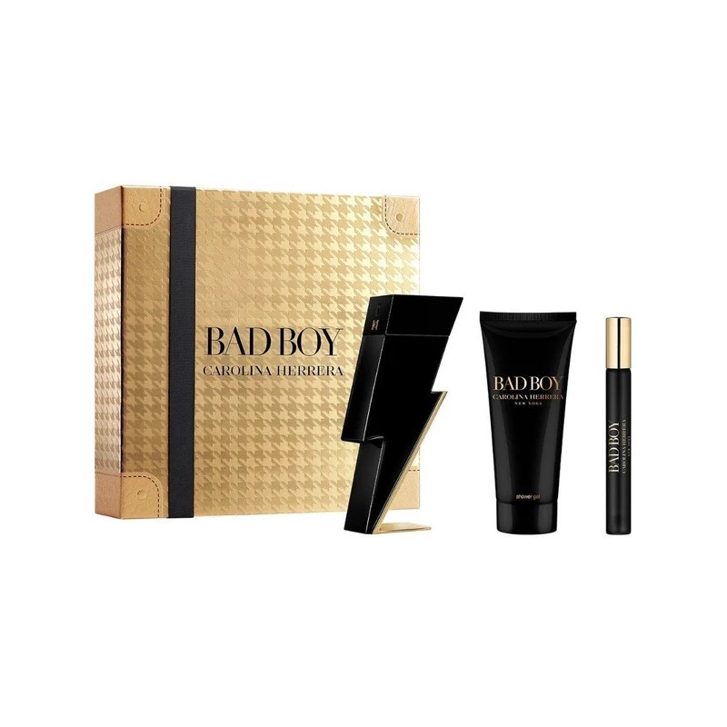 Set cadou Carolina Herrera Bad Boy pentru bărbați Volum EDT 100 + 100 ml gel de duș + EDT 10 ml