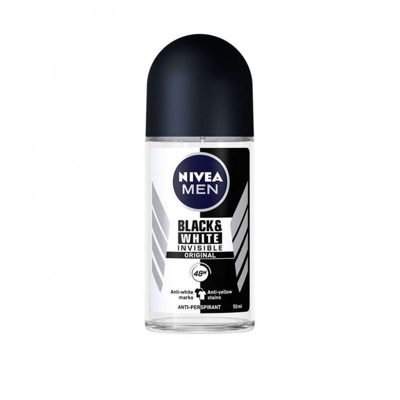 NIVEA MEN Deo Roll-on Invizibil pe alb și negru