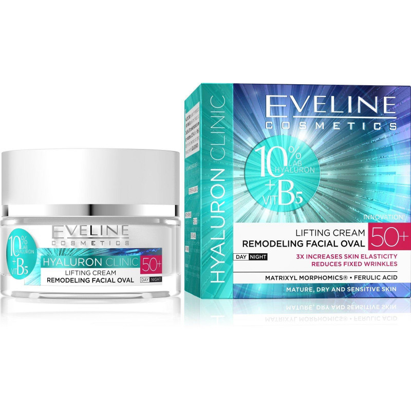 Eveline Hyaluron Clinic B5 Lifting Cream Day Night 50+ Cremă de față, Volum 50 ml