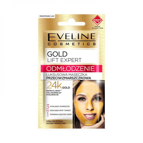Eveline Gold Lift Expert Masca de față antirid Masca de față antirid cu aur