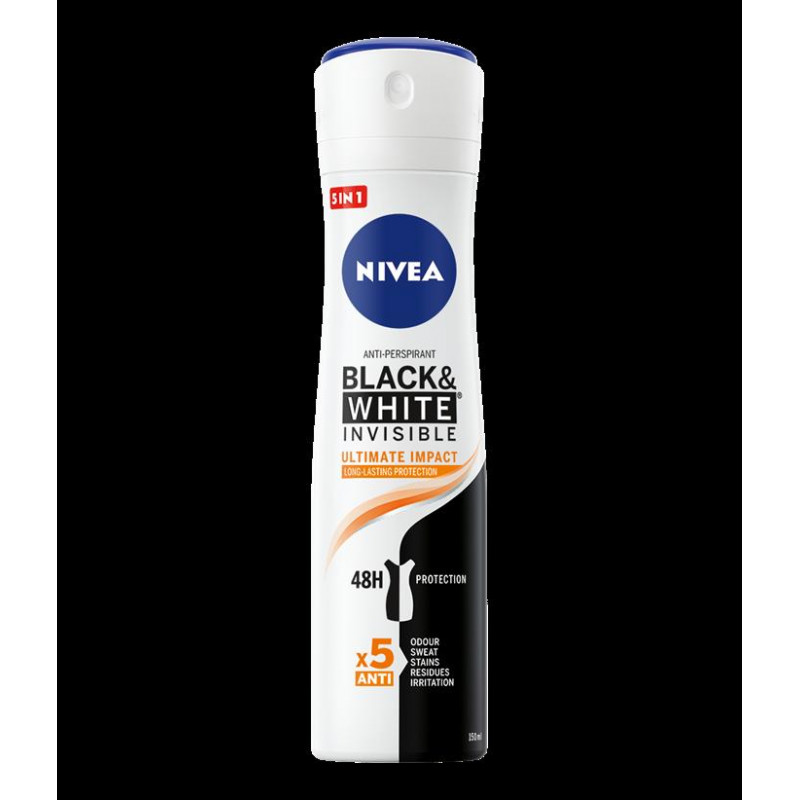 NIVEA Deo Spray Invisible on Black & White Ultimate Impact, Volum 150 ml