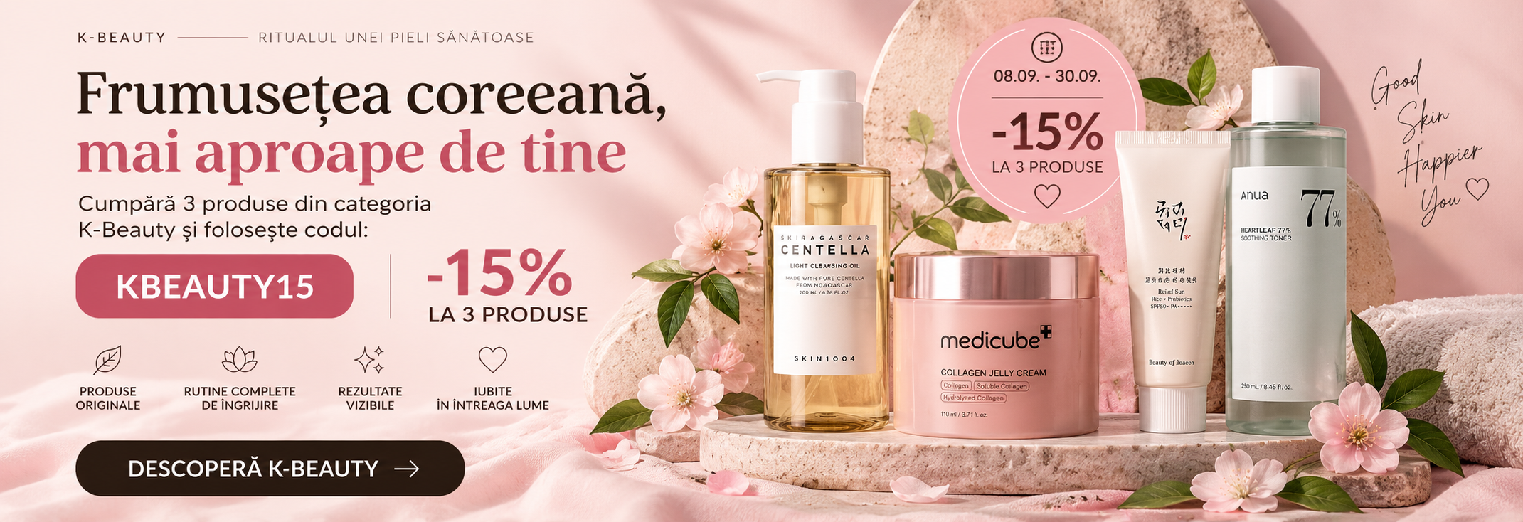 K-Beauty - 15% reducere la 3 produse, 08.09-30.09