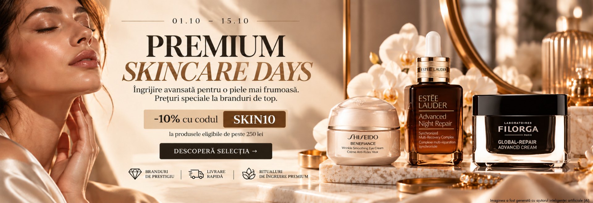 Premium Skincare Days 01.10–15.10 — −10% cu codul SKIN10 la produsele eligibile de peste 250 lei